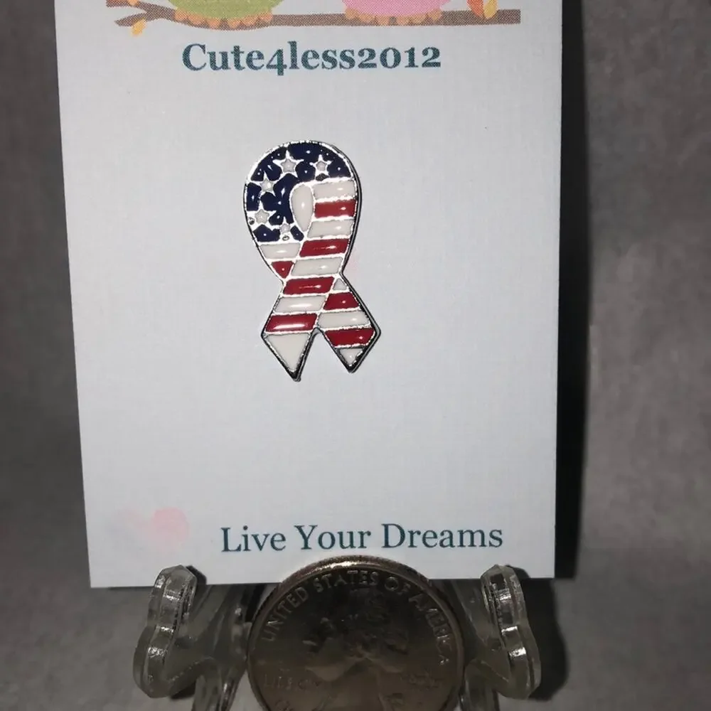 American Flag Ribbon Pin Brooch Independence Day